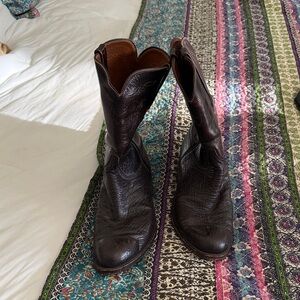 Lucchese Dark Brown Leather Cowboy Boots